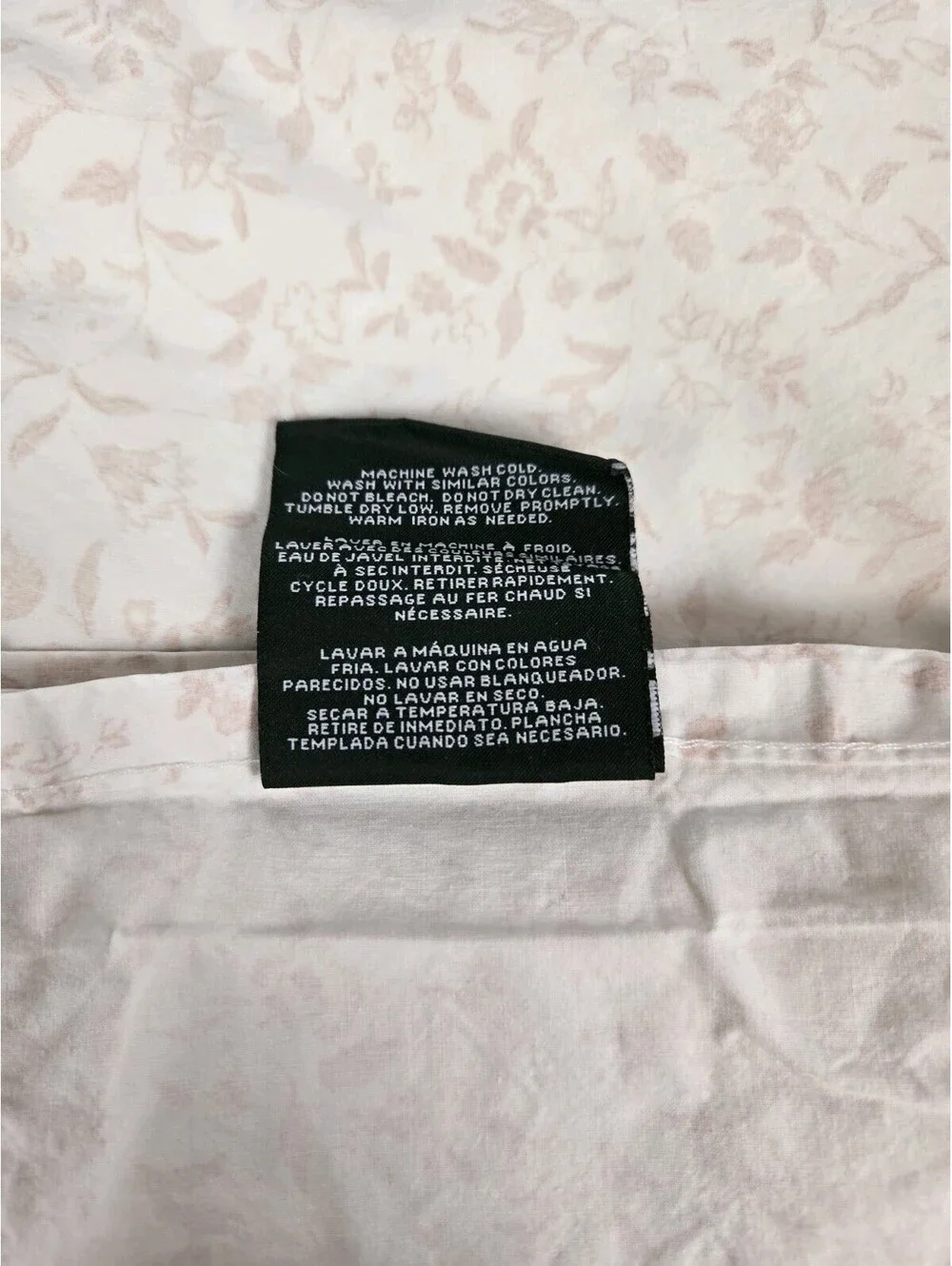 Lauren Ralph Lauren Light Pink Flower Flat Sheet Queen